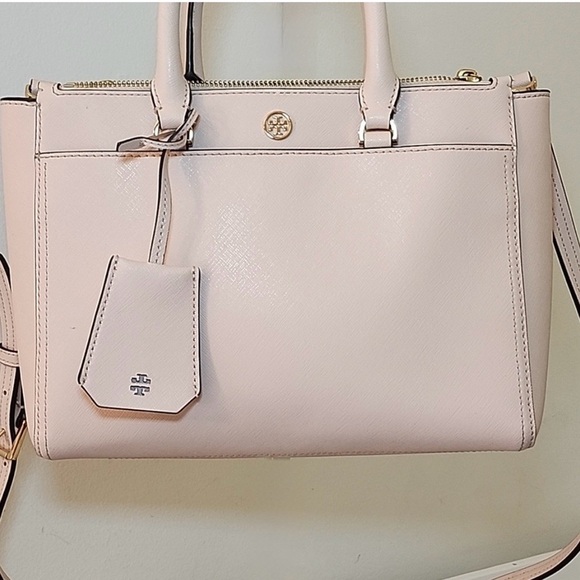 Authentic Tory Burch Robinson Double Zip Leather Pink Handbag - Picture 3 of 7